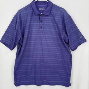 Nike Golf Mens Polo Shirt Purple Large Fit Dry Striped 256650 Short Sleeve Y2K